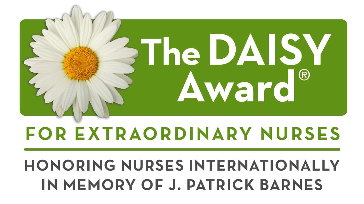 DAISY Award Logo, showing a white daisy on a green background