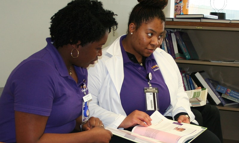 A couple of students studying